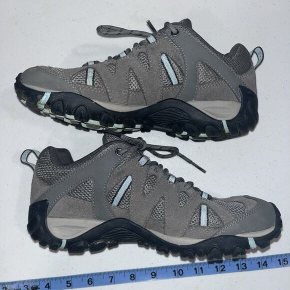 Merrell Women's Gray Blue Sneakers Hiking Shoes 7 Rugged Camping Outdoor - Picture 4 of 12